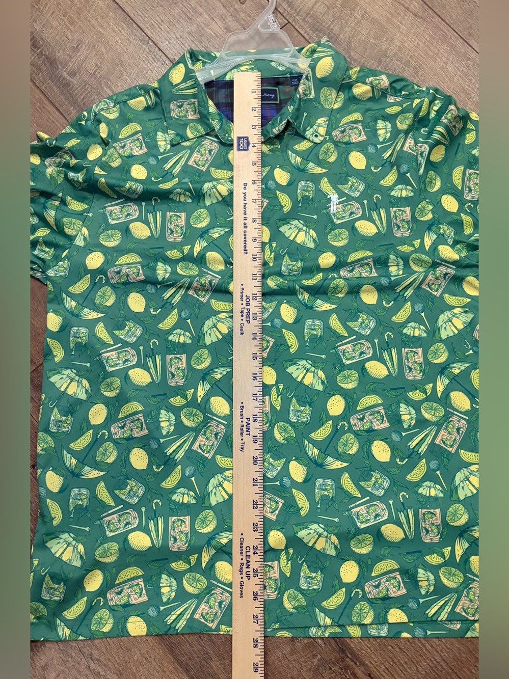 William Murray Golf Polo Large Green Cocktail Citrus Print Performance Shirt - Picture 7 of 7